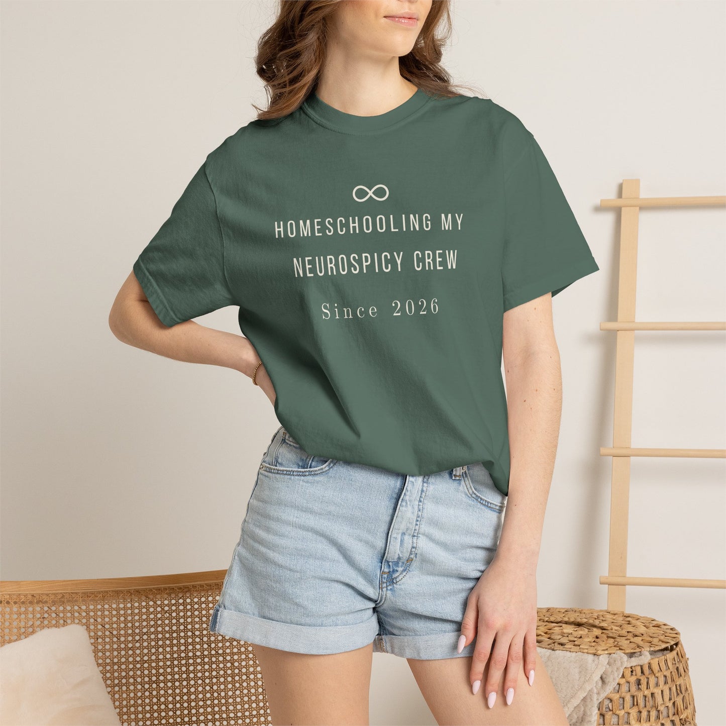 Homeschooling My Neurospicy Crew Shirt — Personalized Comfort Colors 1717, Neurodivergent Mom Gift