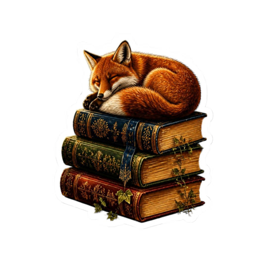 Bookish Fox Sticker | Woodland Fantasy Laptop Sticker | Book Lover Gift | Furry Fox Decal | Water Bottle & Journal Sticker