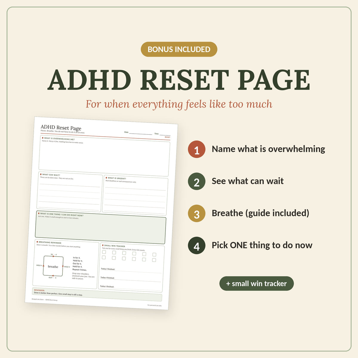 ADHD Brain Dump Printable Worksheet & Planner: Fillable PDF, Letter + A4
