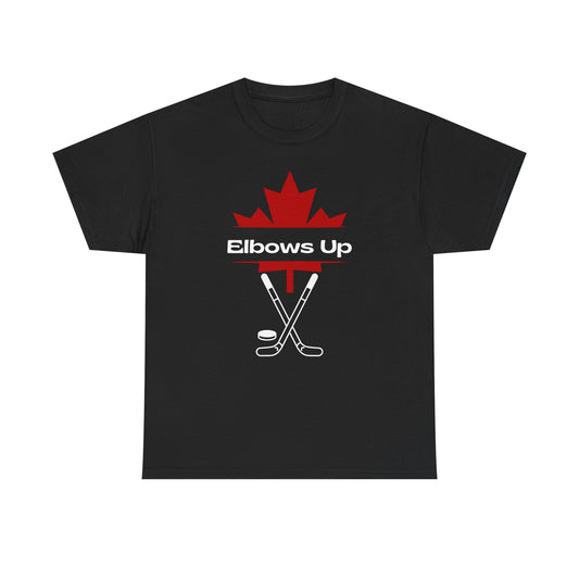 Elbows Up Canada Unisex Cotton Tee, Proud Canadian Shirt Gift, Canada Independence Shirt, Maple Leaf  Elbows Up Hockey, Stand for Canada Tee