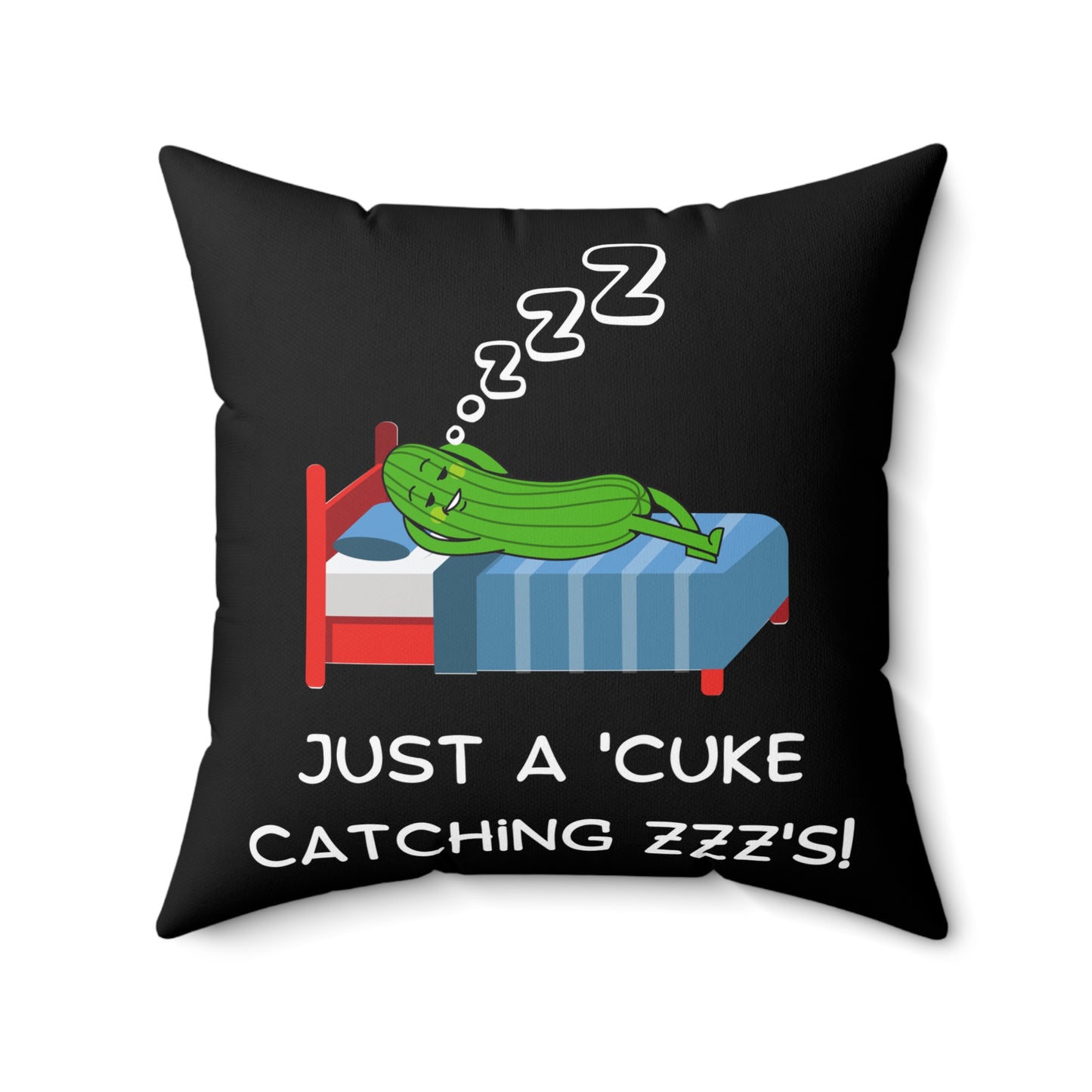 Funny Cucumber Square Pillow, Quirky Veggie Throw Pillow for Couch, Bed or Dorm Decor, Funny Sleepy Veggie Cushion, Gift for Nap Lovers
