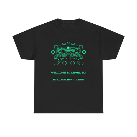 Gamer 20th Birthday Unisex Cotton Tee, 20th birthday shirt, level 20 unlocked, Turning 20 Birthday Gift, 20th birthday party Shirt