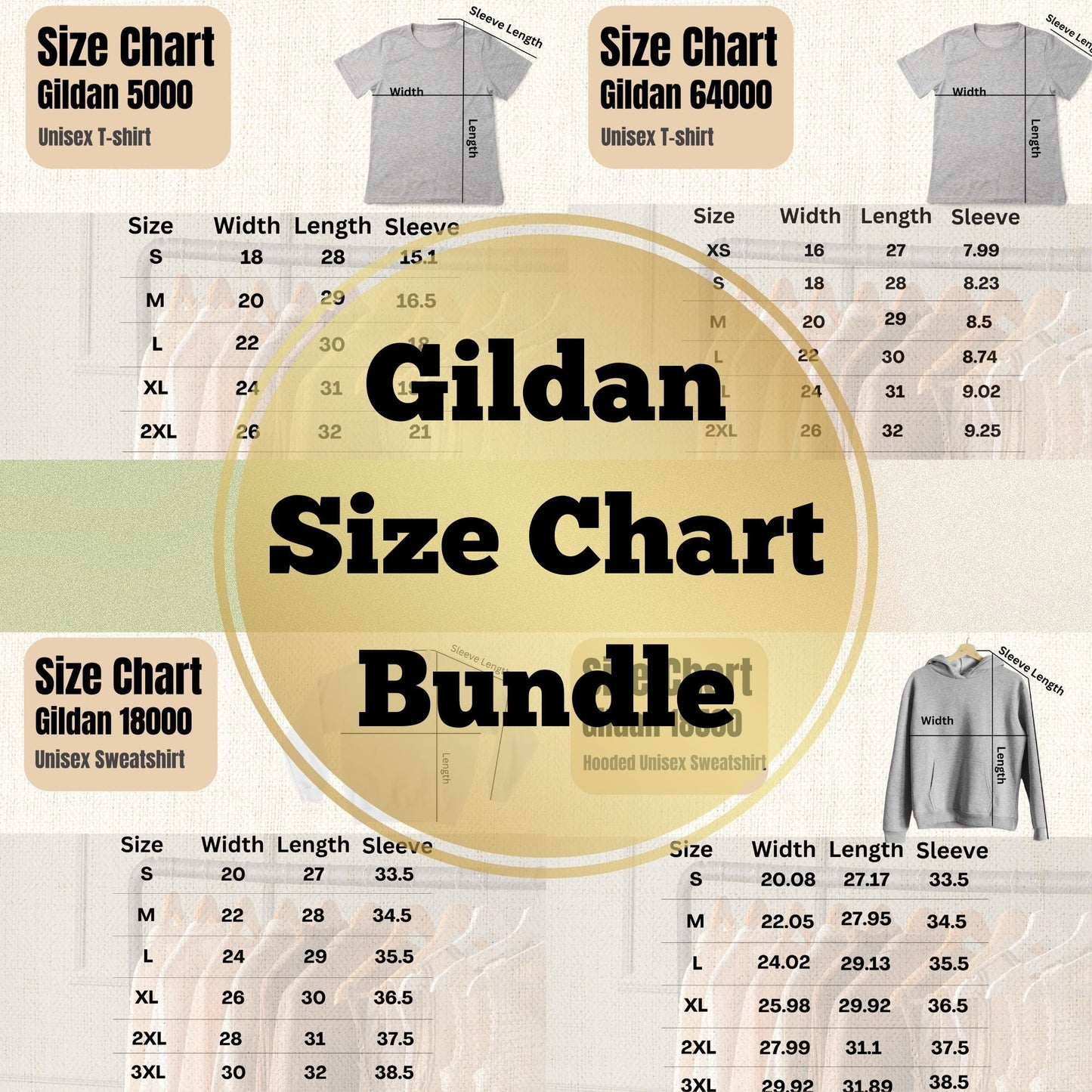 Gildan Size Chart Bundle, Gildan 5000 Size Chart, Gildan 64000 Size Chart, Gildan 18500 Size Chart, Gildan 18000 Size Chart, Gildan Mockups