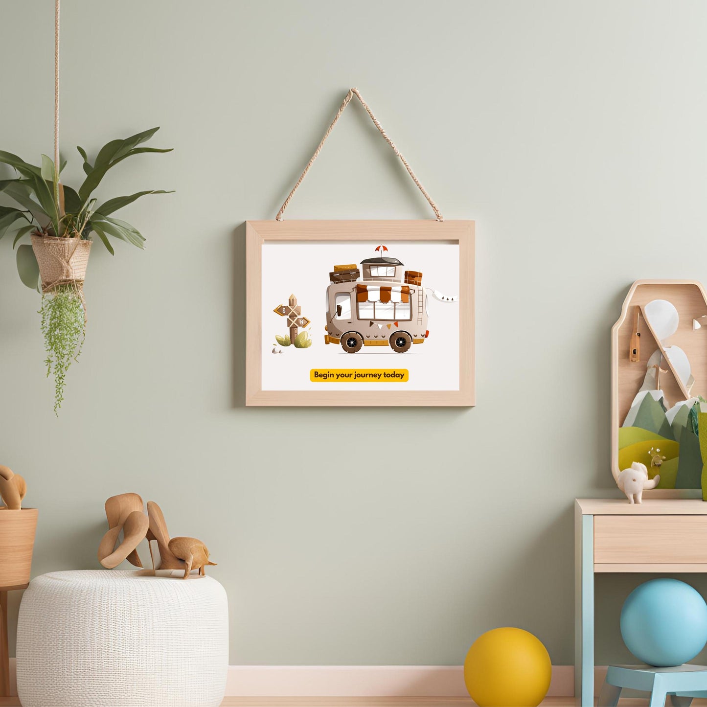 Begin Your Journey Today Digital Download Print | Travel Themed Wall Art Print |RV on the Road Frame | Travel Printable Poster |Canvas Print