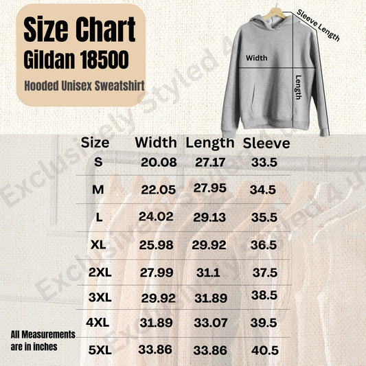 Gildan 18500 Size Chart Digital Download, Printable Gildan 18500 Mockup, Unisex Hooded Sweatshirt Sizing Guide for Print on Demand & Stores