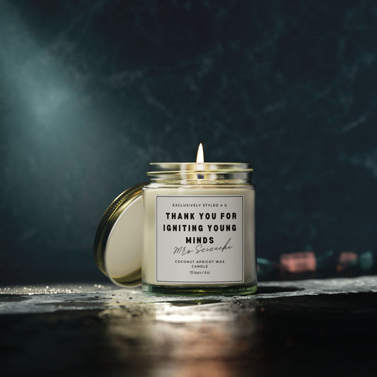 Custom Teacher Name Candle, Teacher Appreciation gift, End of Year Gift for Teachers, Personalized Teacher Gifts Name Candle Classroom Decor
