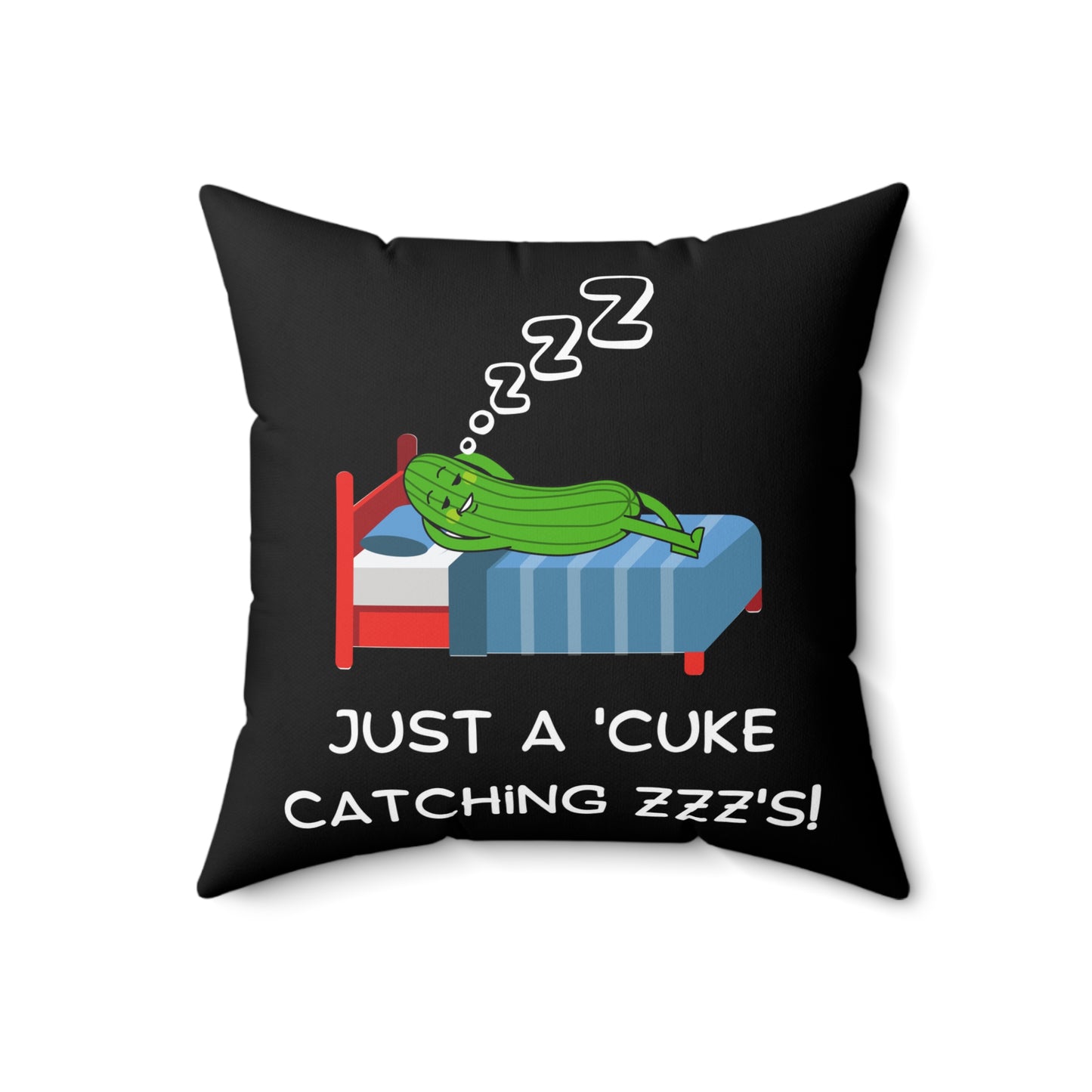 Funny Cucumber Square Pillow, Quirky Veggie Throw Pillow for Couch, Bed or Dorm Decor, Funny Sleepy Veggie Cushion, Gift for Nap Lovers