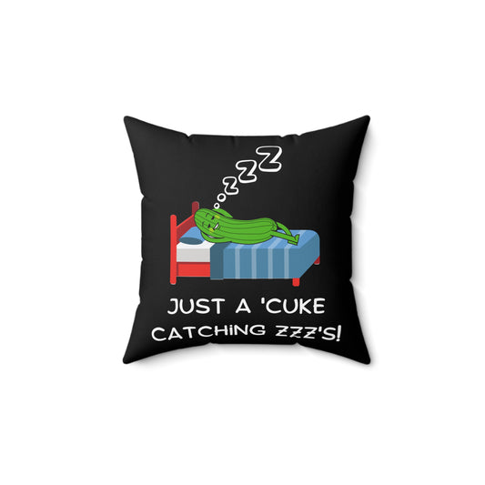 Funny Cucumber Square Pillow, Quirky Veggie Throw Pillow for Couch, Bed or Dorm Decor, Funny Sleepy Veggie Cushion, Gift for Nap Lovers
