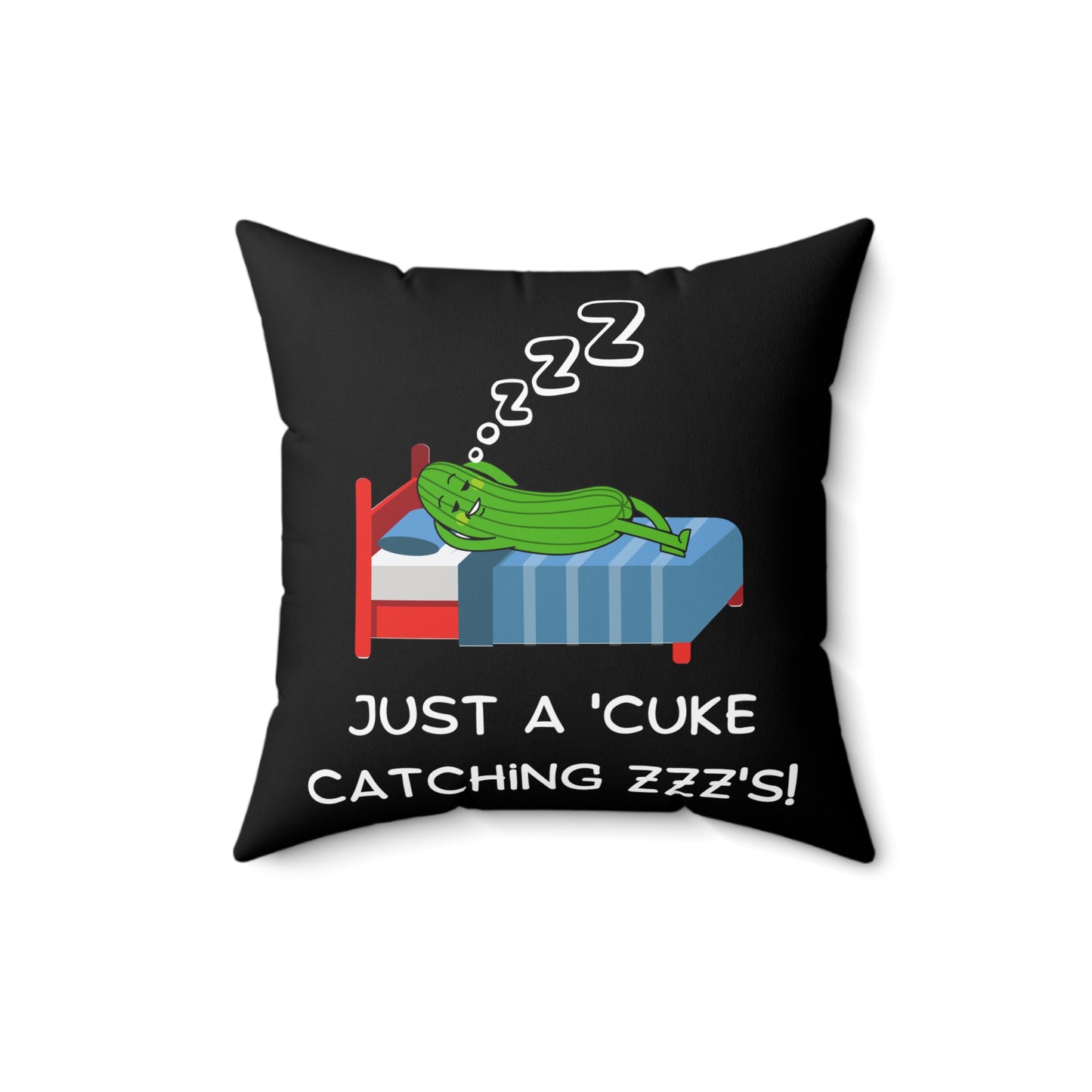Funny Cucumber Square Pillow, Quirky Veggie Throw Pillow for Couch, Bed or Dorm Decor, Funny Sleepy Veggie Cushion, Gift for Nap Lovers