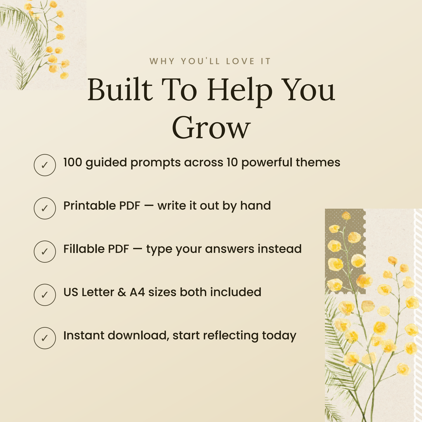 High Value Woman Journal — 100 Guided Self-Worth Prompts (Printable + Fillable PDF)