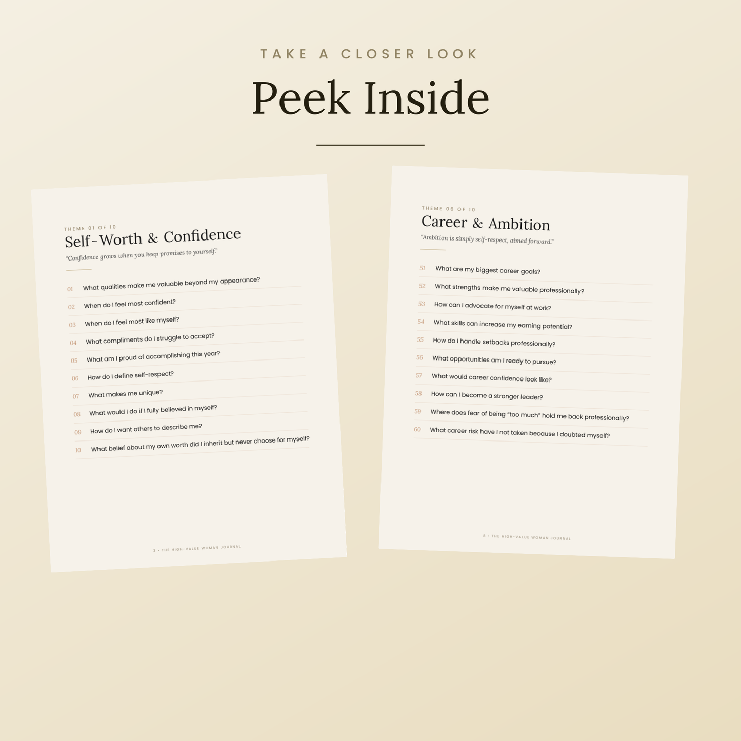 High Value Woman — 100 Printable Journal Prompts (PDF, Instant Download)
