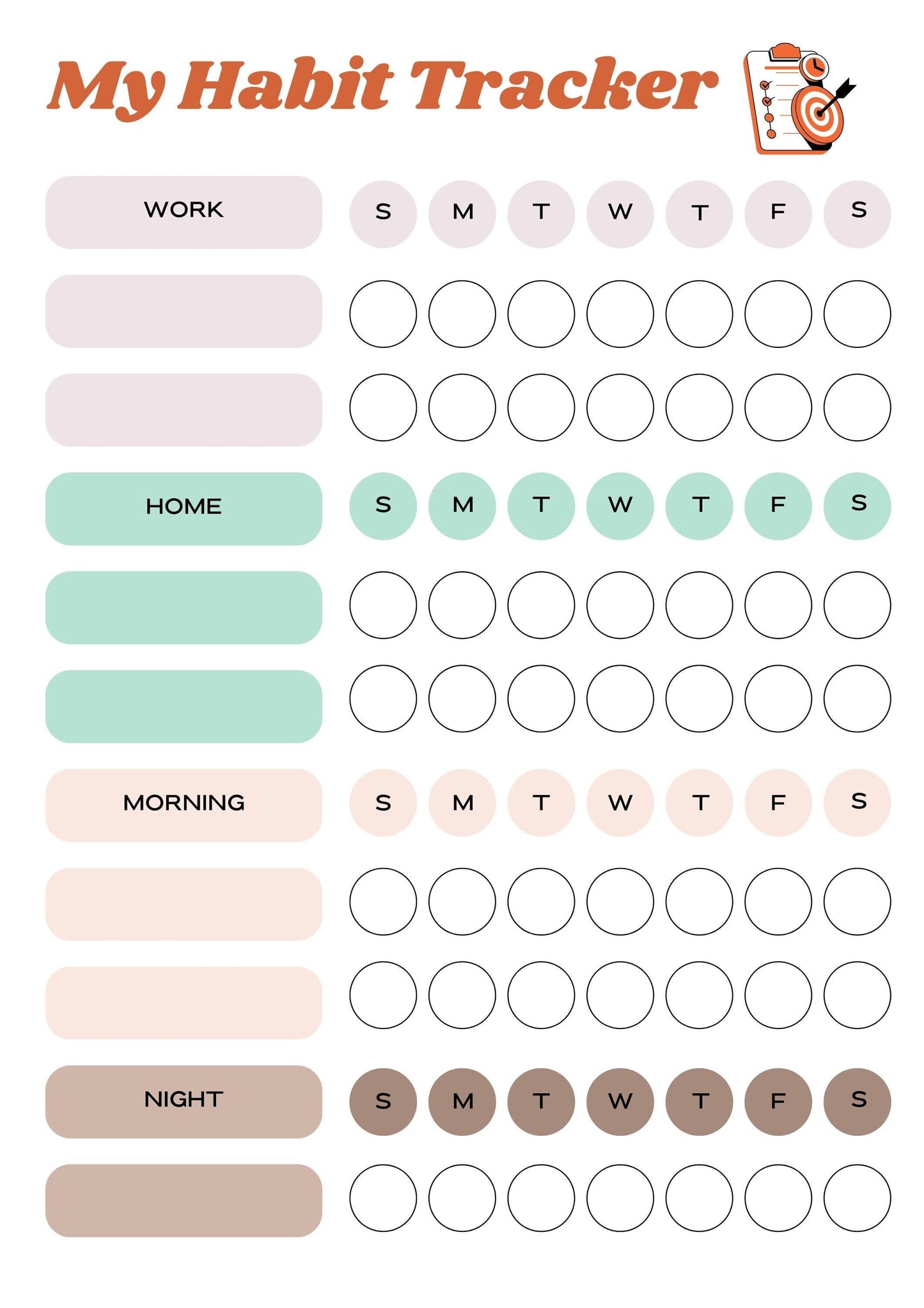 My Weekly Printable Habit Tracker |Habit Diary |  Motivation Fitness Health Journal | Morning Night Work Home Routine Journal|A4 Pdf and Jpg