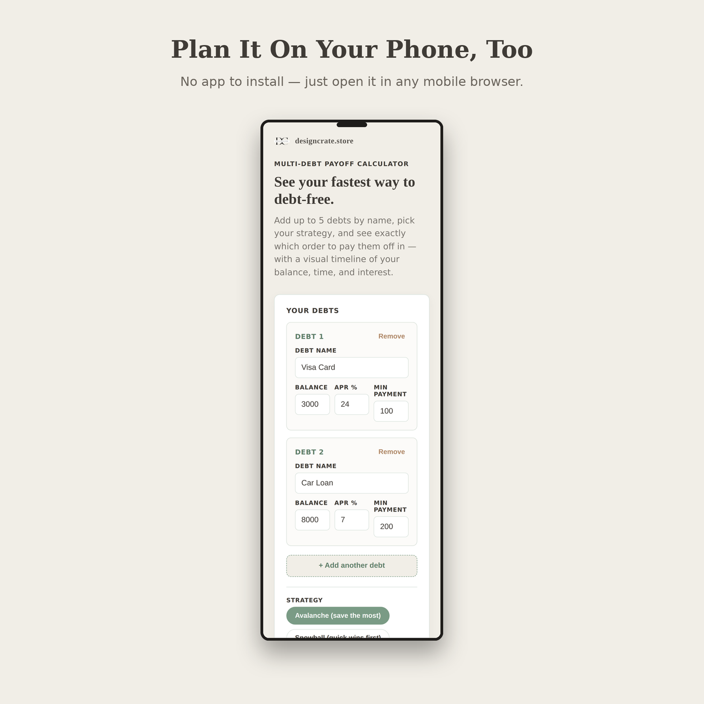 Debt Payoff Calculator, Multi Debt Snowball Avalanche Planner, Pay Off Debt Fast Tracker Tool, Digital Download