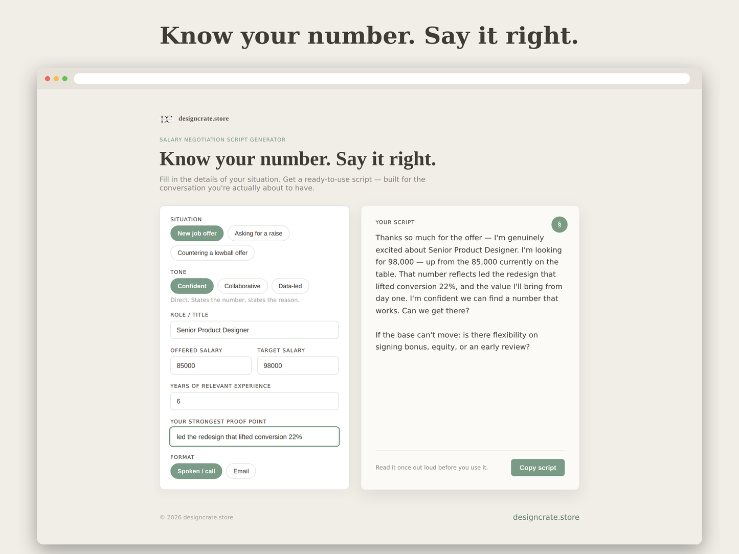 Salary Negotiation Script Generator | Get Paid More